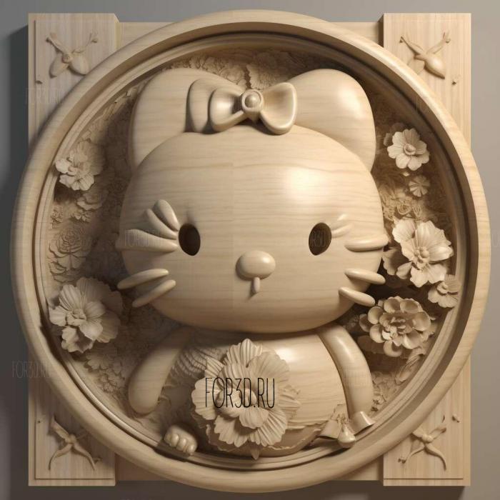 Hello Kitty 4 stl model for CNC